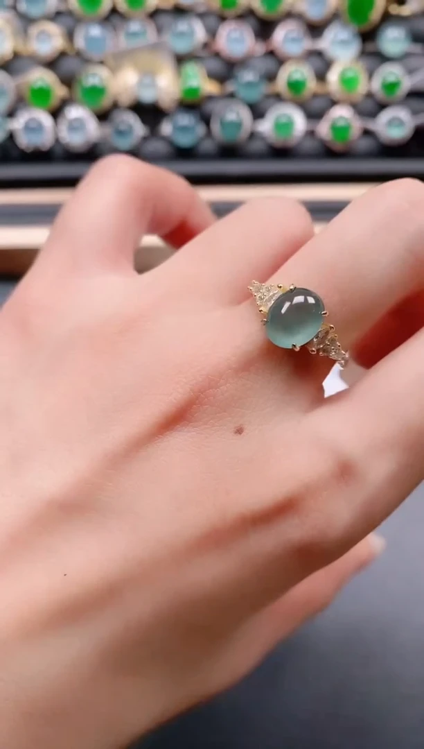 银S925镶嵌戒指翡翠111