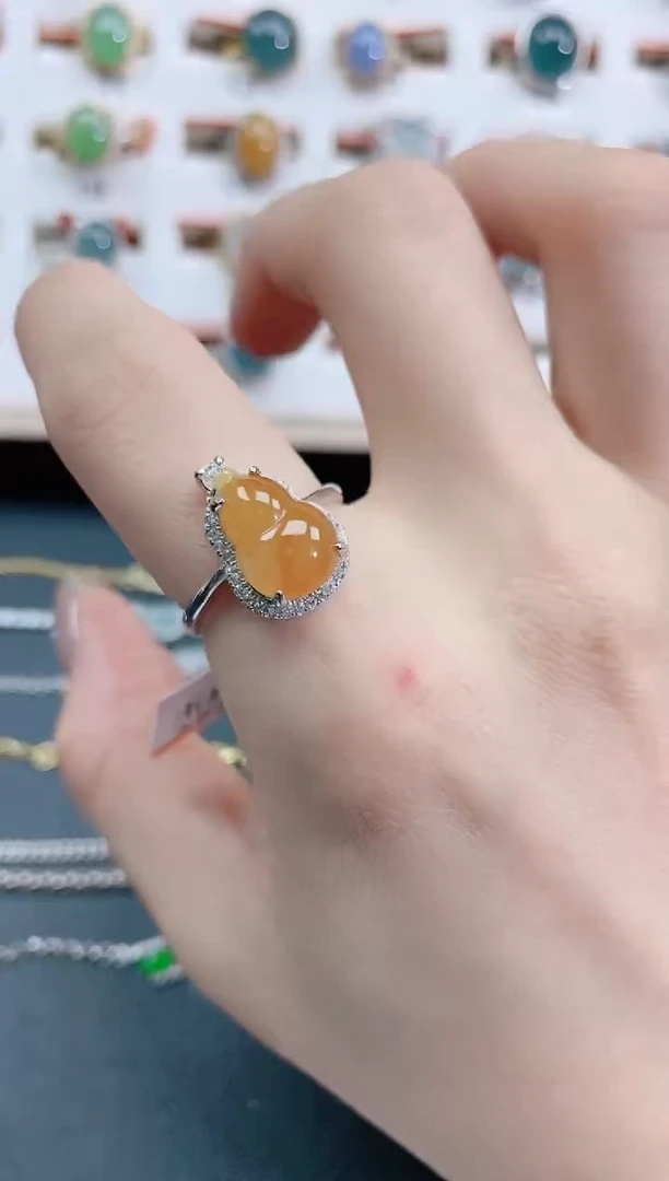 银S925镶嵌戒指翡翠天然翡翠