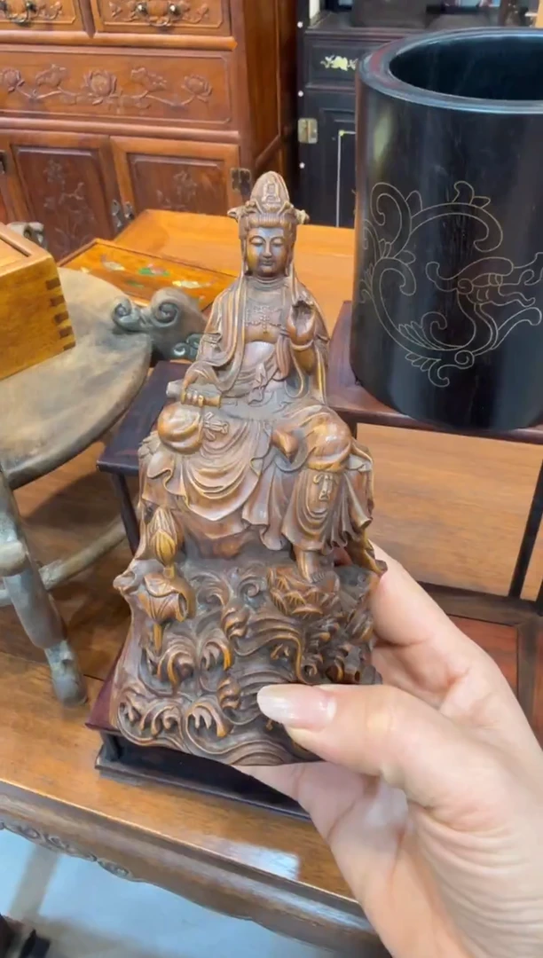 木黄杨 自在观音摆件