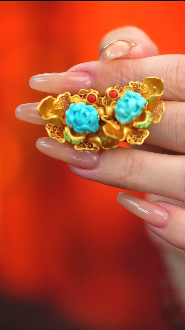 银S925镶嵌绿松石耳饰新款