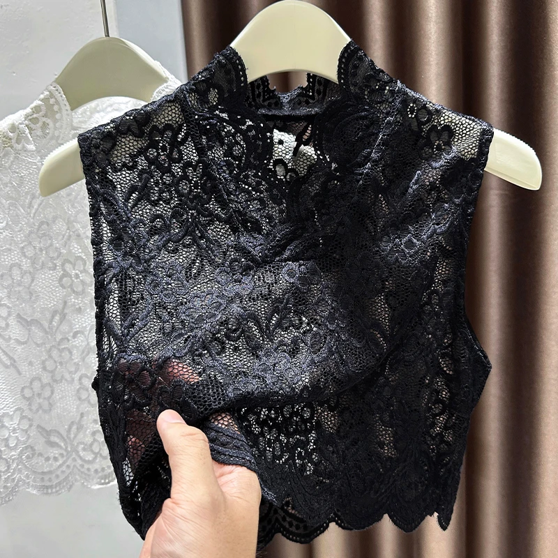 高档V领假领子百搭女春秋冬内搭神器装饰假衣领气质镂空蕾丝背心