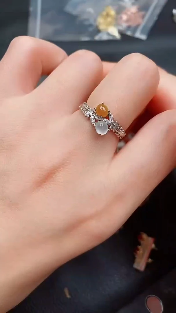 银S925镶嵌戒指翡翠...