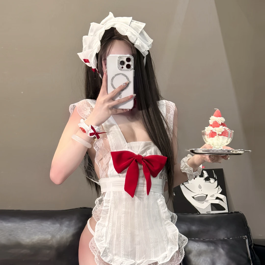 【百褶】均码白色热卖性感睡衣热销连体薄款日系甜美显瘦网红蕾丝