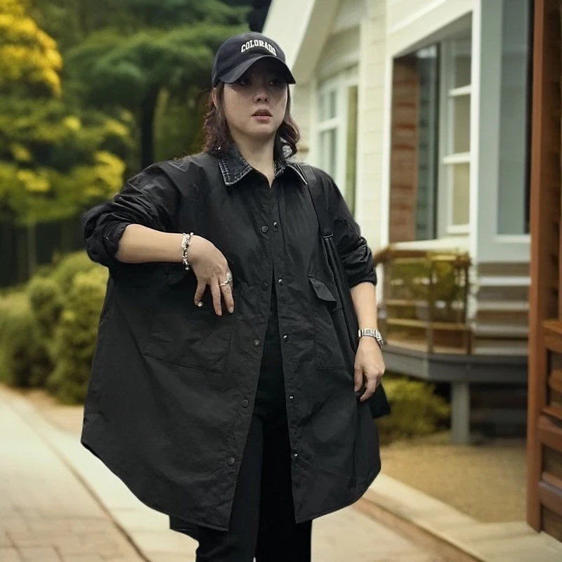 欧韩版夹棉衬衫女2024新款秋冬保暖宽松牛仔拼接加厚洋气时髦外套