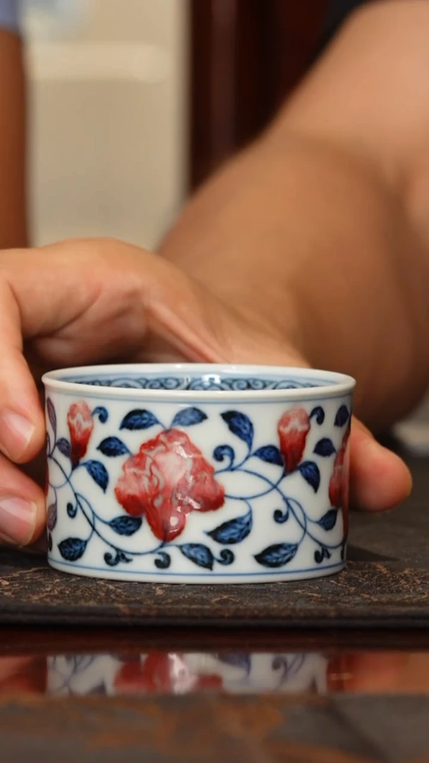 【瓷见如故】古官青玉石榴花直口杯