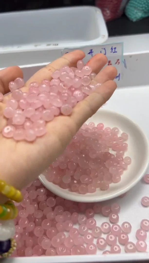 未镶嵌颈饰水晶w2430粉水晶切面8mm*30颗