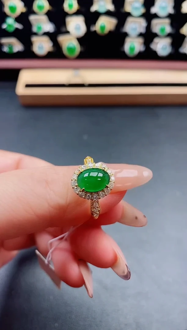 银S925镶嵌戒指翡翠1