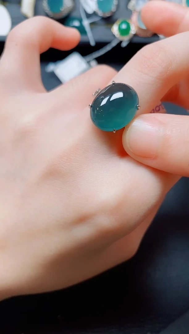 翡翠戒指银S925镶嵌翡翠