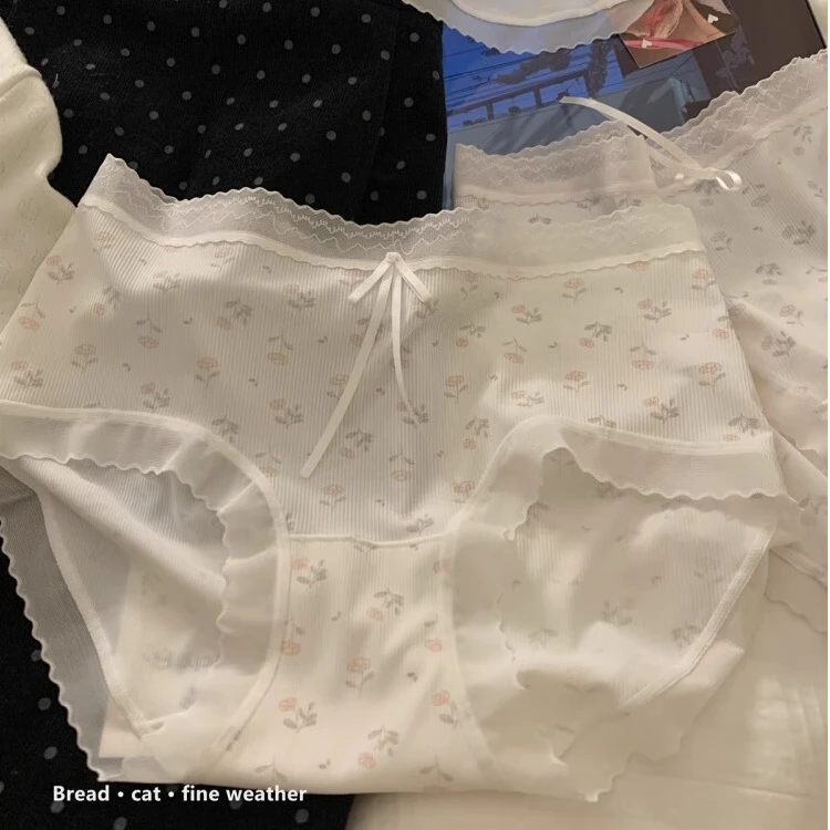 "一起去野餐吧"【花海】森系小碎花少女冰丝内裤薄款抗菌裆三角短裤