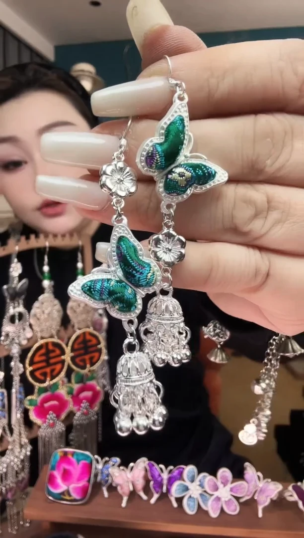 刺绣纯手工民族风刺绣耳环