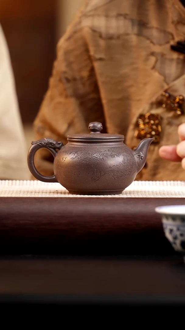 茶壶紫砂大水潭紫泥龙吟壶