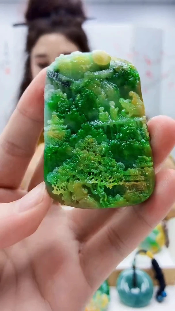 未镶嵌定制翡翠雨***…4829bb-毛货挂件