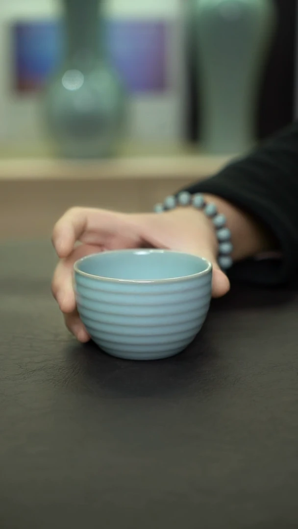 杯子瓷天青炫纹缸杯