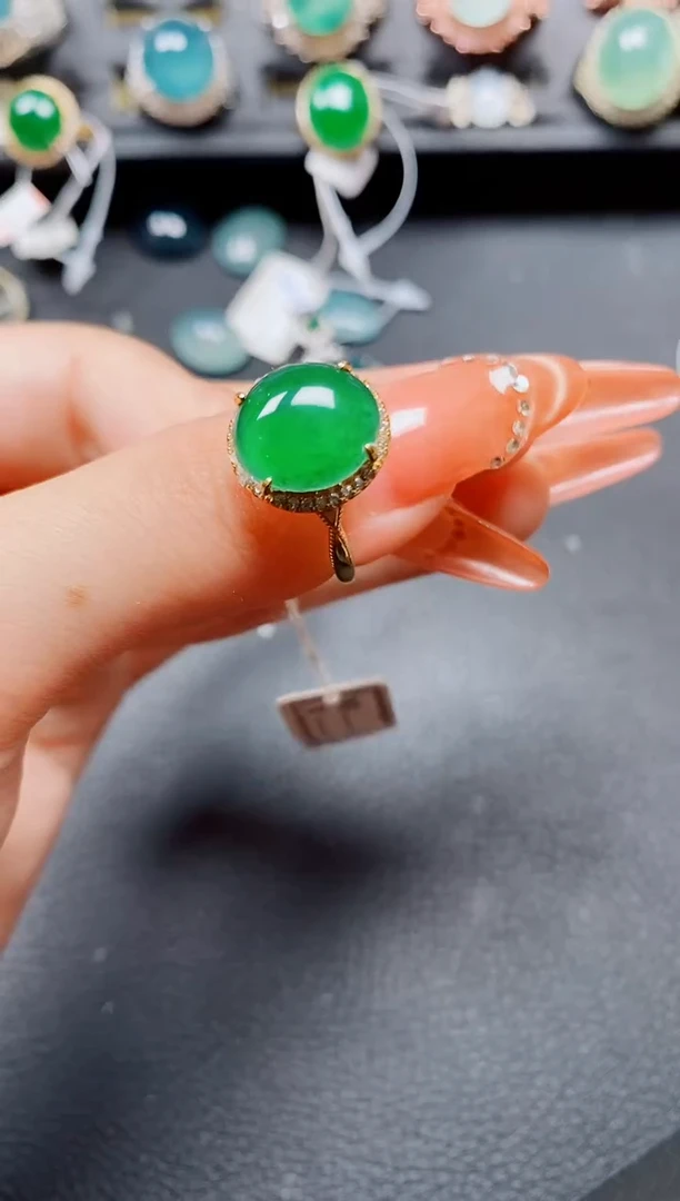 银S925镶嵌戒指翡翠翡翠