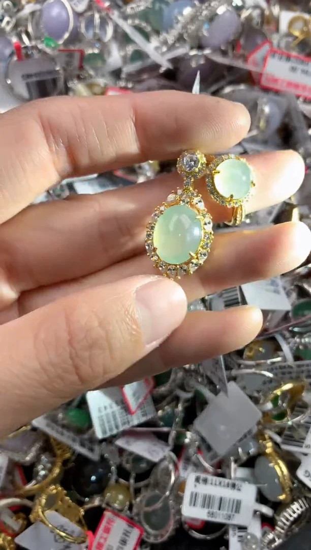 银S925镶嵌戒指翡翠101010-----2