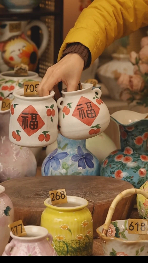 陶瓷陶瓷景德镇设计师手作花器摆件侘寂风@M697和705@2个