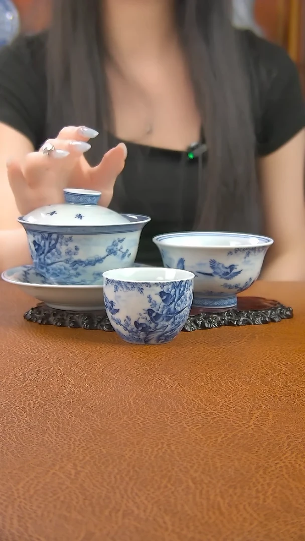 景德镇手工青花喜上眉梢套组