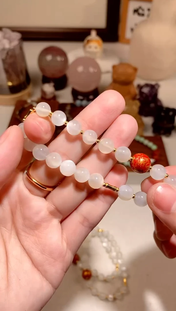 手串银S925镶嵌月光石白月光大漆手串 多样性发一