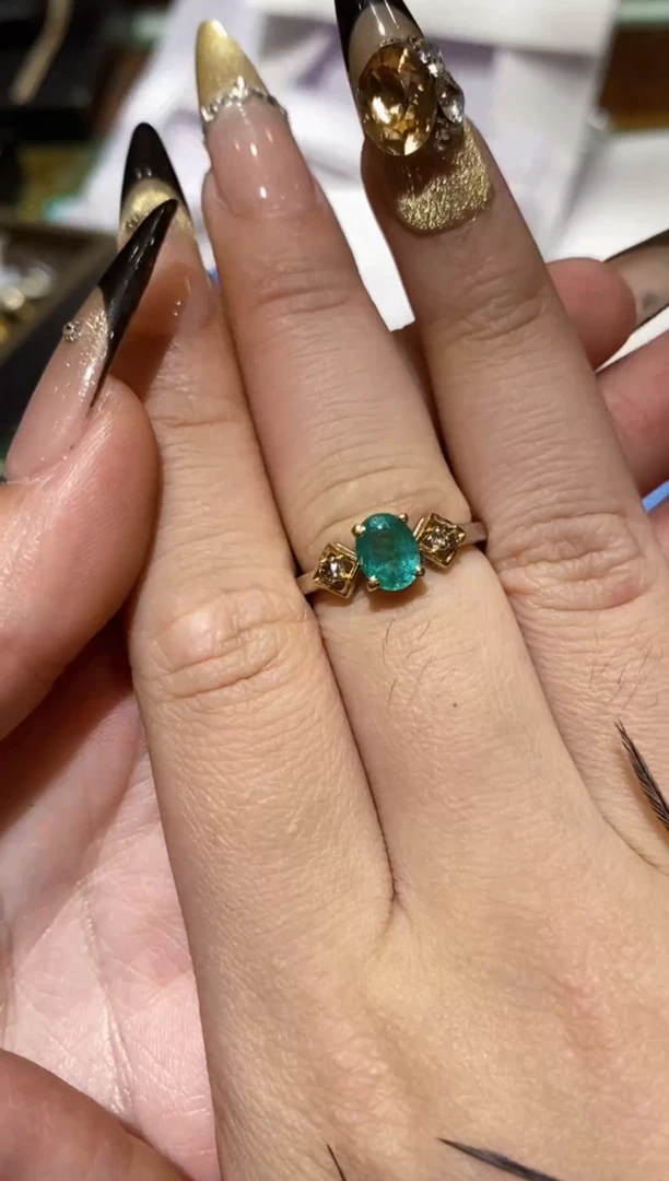 银S925镶嵌戒指定制祖母绿楚楚珠宝中古甄选不退换