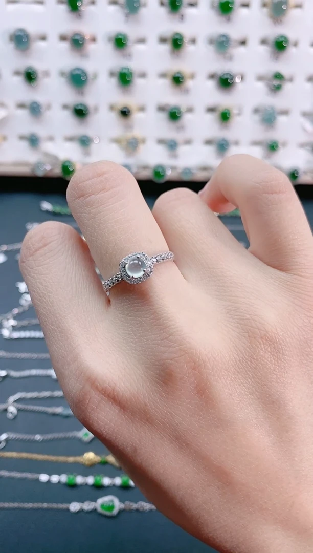 【闪购商品】翡翠戒指银S925镶嵌天然翡翠