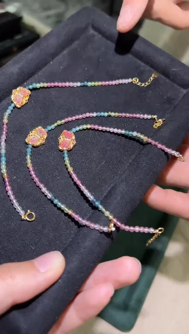 【闪购商品】碧玺手链银S925镶嵌0119s033多样性发一