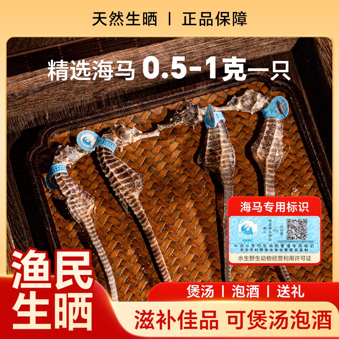 A级正品天然生晒海马公母配对干货可炖汤可泡酒男女通用
