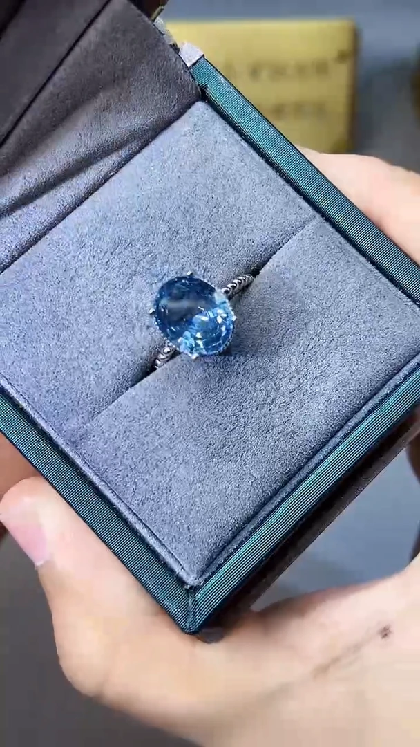 【闪购商品】海蓝宝石戒指银S925镶嵌354