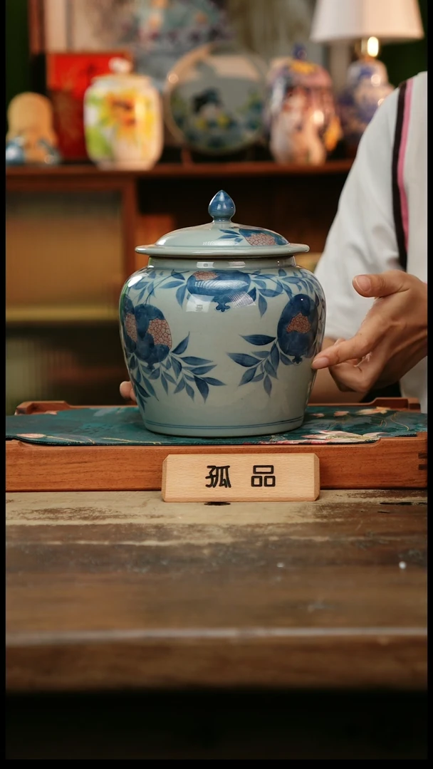 杯景德镇纯手工釉下彩精品茶叶罐