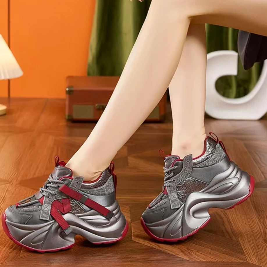 厚底老爹鞋女2025春季新款小个子内增高女鞋时尚百搭休闲运动鞋子