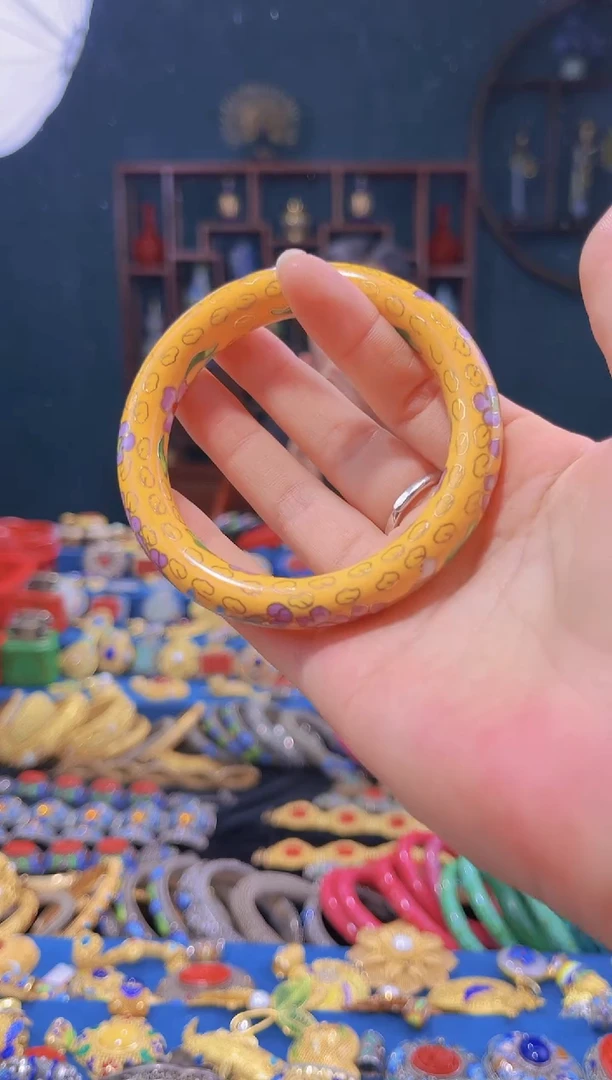 非遗 景泰蓝手镯1.2黄色60