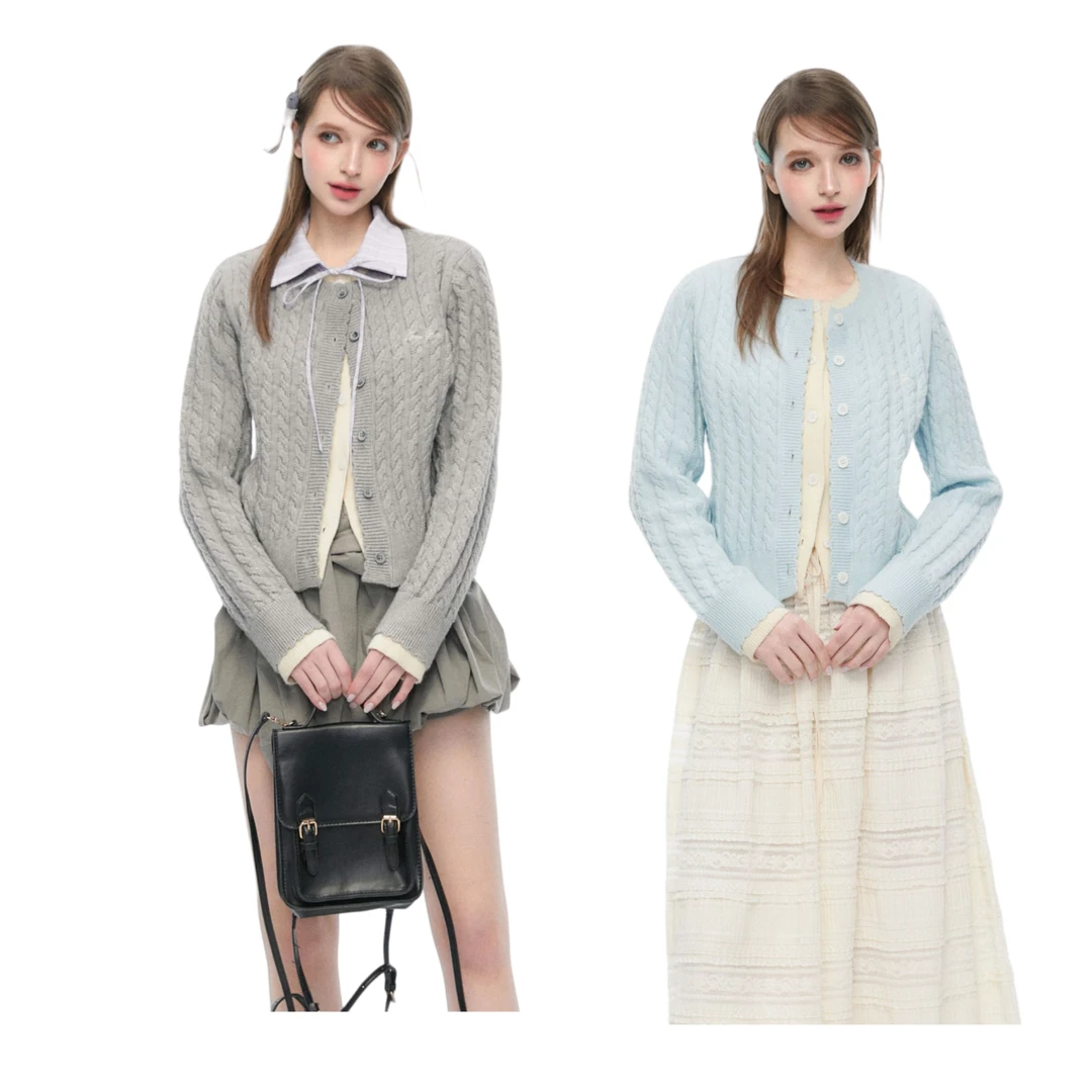 SPEAR YOUTH“下周赴约”可拆卸衬衫领撞色假两件针织衫毛衣外套