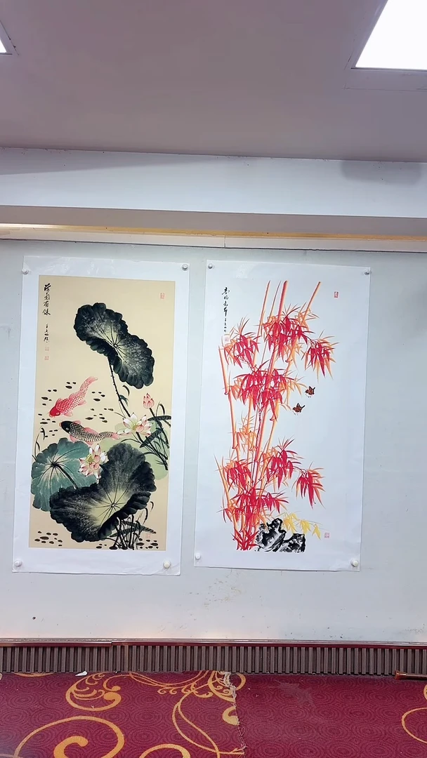国画高风亮节+仿古荷气有余/4尺托底/雷畅胜
