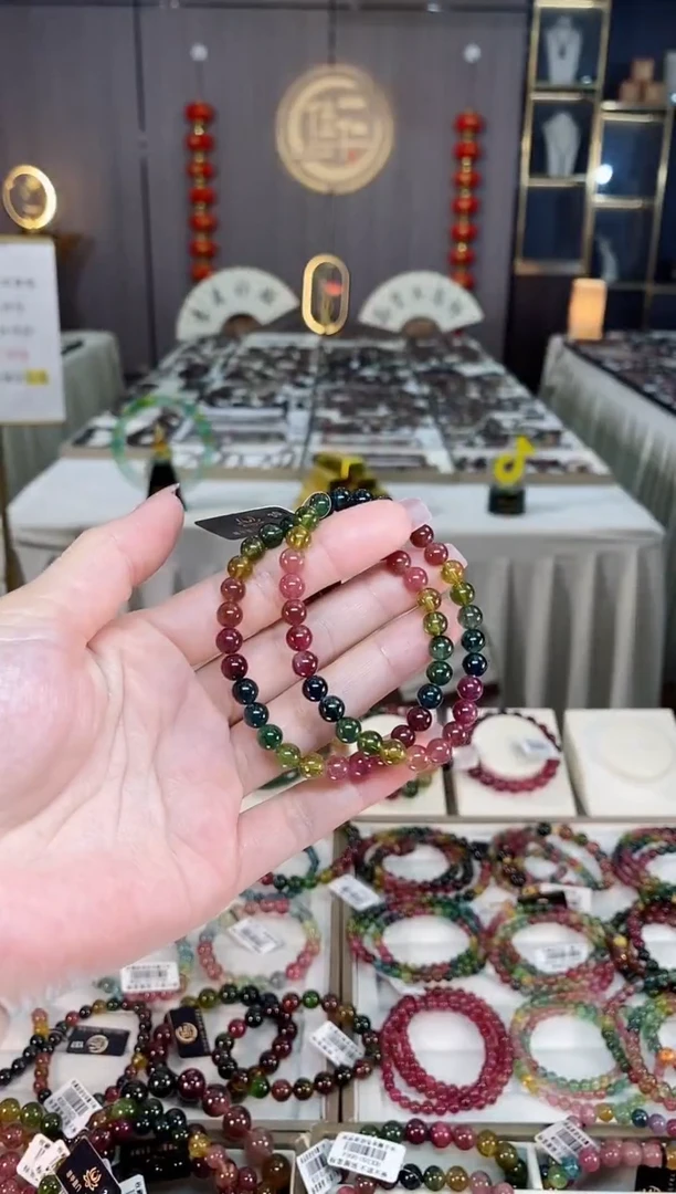 未镶嵌透体老矿碧玺彩虹单圈手串6mm+碧玺hon多样性发一条