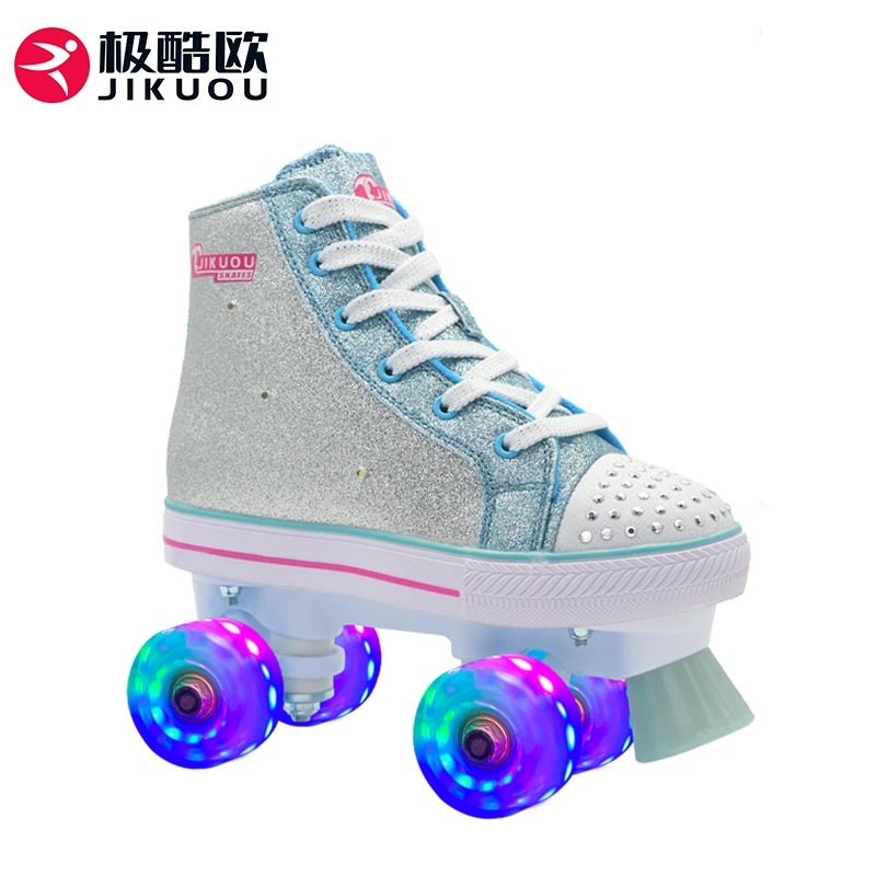 JIKUOU/极酷欧成人儿童休闲溜冰鞋帆布轮滑鞋双排轮滑鞋闲