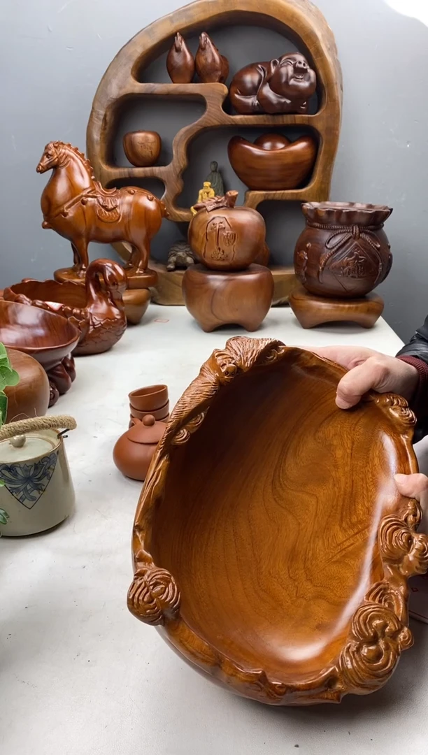 香樟木A20福临门果盆/尺寸