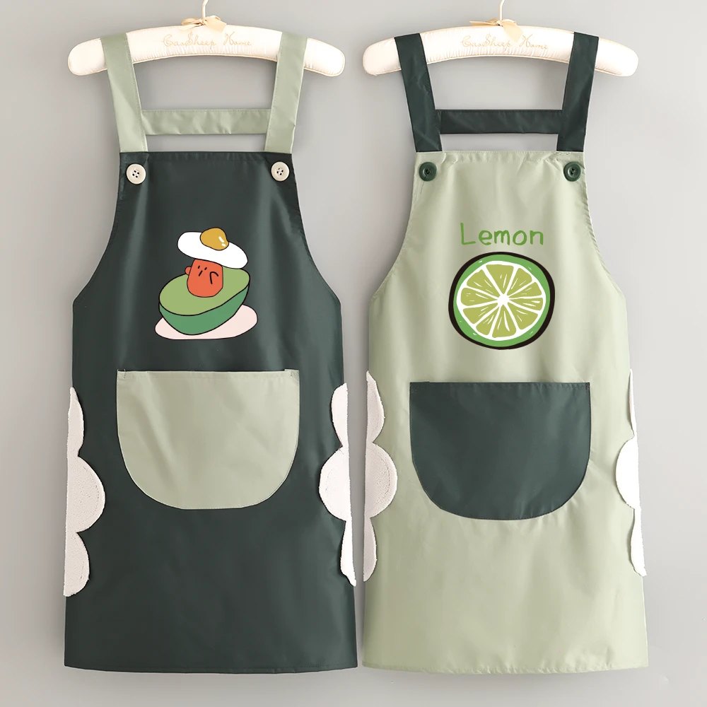 【家居】防水防油家用厨房背带围裙时尚韩版成人做饭干活耐脏工服gc