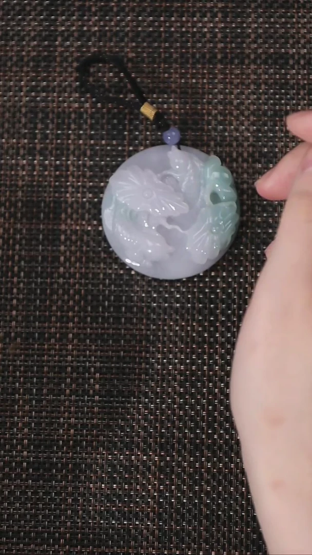 未镶嵌吊坠(不含链)玛瑙/玉髓翡翠鱼跃荷欢