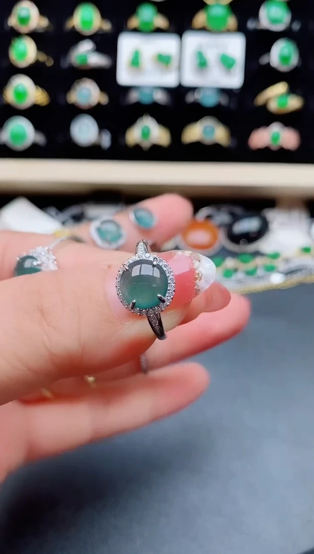 【闪购商品】翡翠戒指银S925镶嵌085850