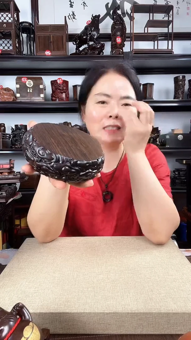 木云纹圆老李红木工艺品