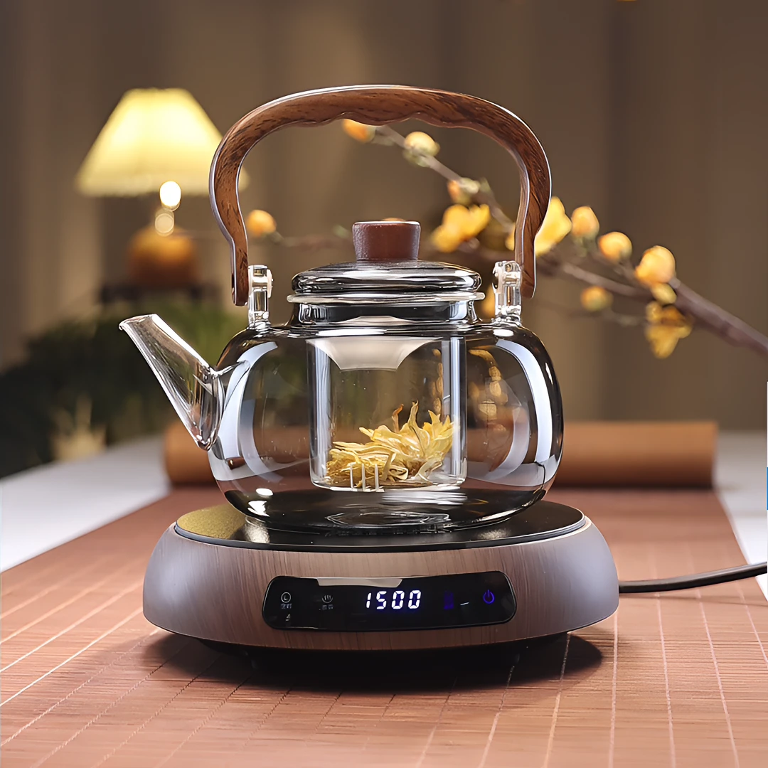 高硼硅耐热玻璃木把提梁壶多功能家用电陶炉煮茶炉茶壶茶器烧水壶