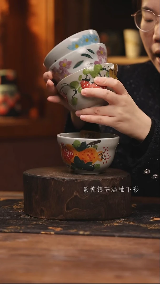 陶瓷景德镇高温釉下手绘陶瓷