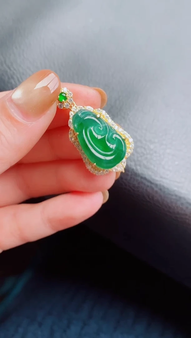 【闪购商品】翡翠颈饰银S925镶嵌天然a货翡翠627