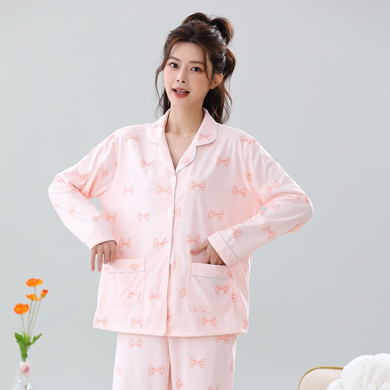 睡衣女秋冬长袖新款2025年网红爆款可外穿休闲可爱卡通家居服套装