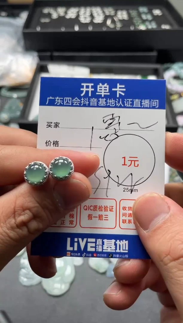 【闪购商品】翡翠颈饰银S925镶嵌耳钉