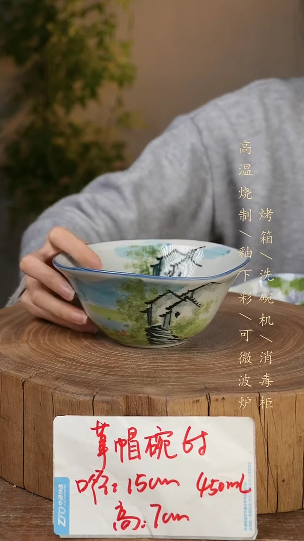 碗瓷景德镇手工手绘高温瓷釉下彩