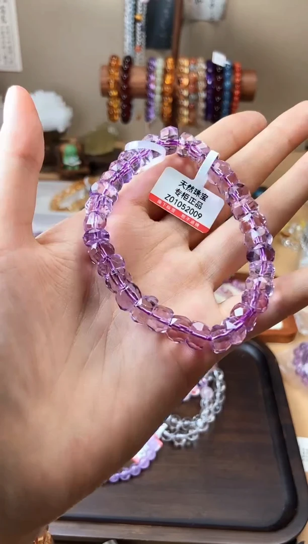 水晶手链未镶嵌9mm巴西紫水晶切面