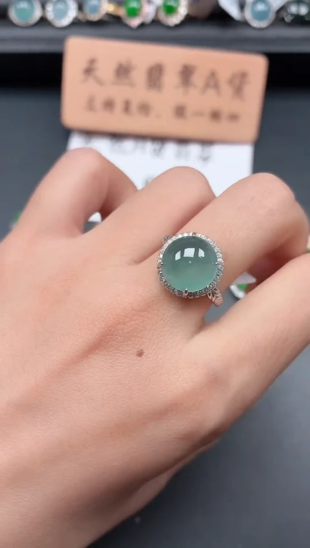 银S925镶嵌戒指翡翠1