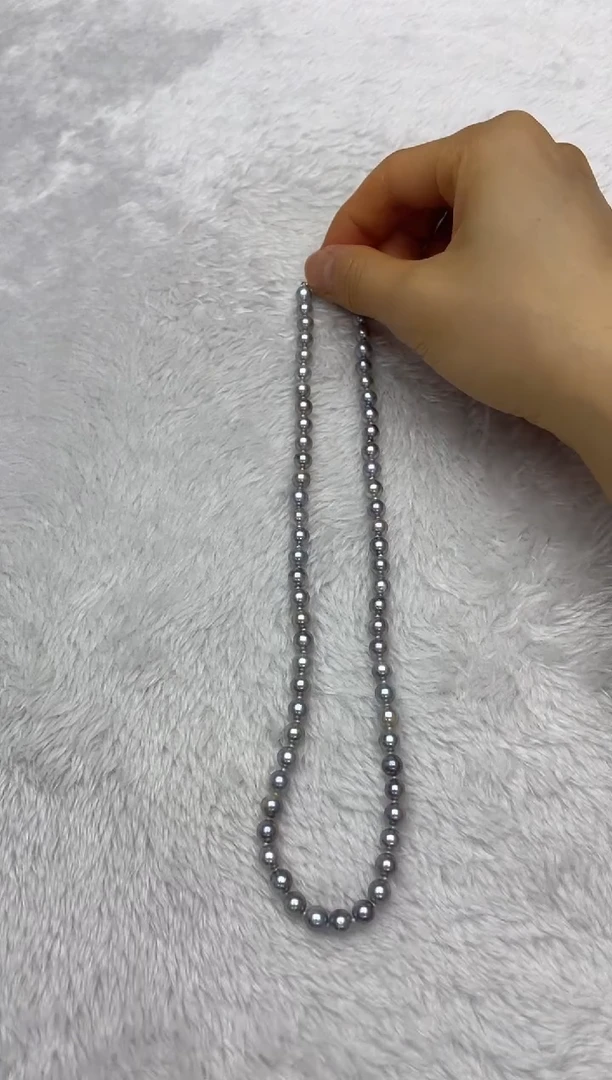 海水珍珠银S925镶嵌项链AK真多麻6-6.5mm