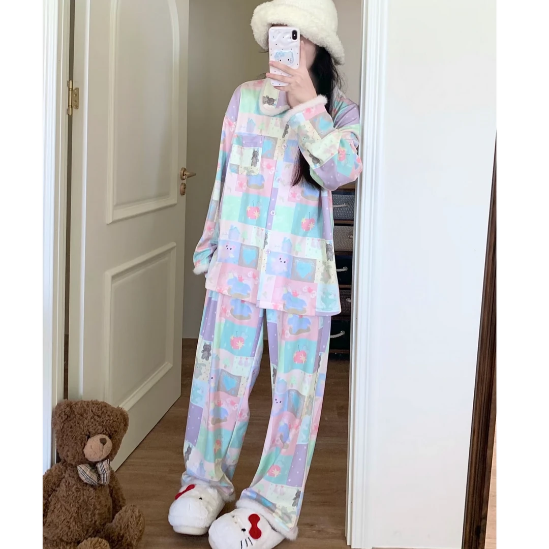 【梦幻木马-长款】 2025秋冬新款潮牌德绒长袖居家服睡衣