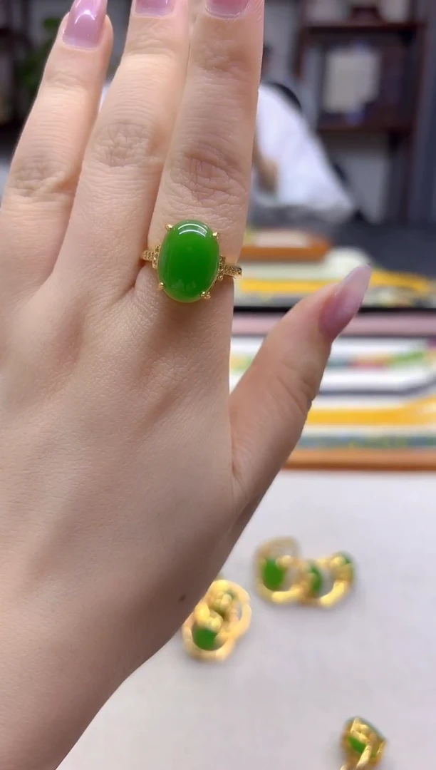 14K金镶嵌戒指和田玉DIY款J30